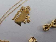 10KT Gold Necklace 14KT Charm Earring Back + 14KT Stud