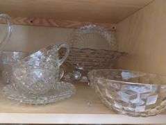 Westmoreland Glass Pitcher & Glasses Shell Jewel + Wexford Pieces EAPG Vintage