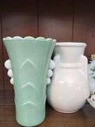 Pickers LOT: Vintage Vases Dish Milk Glass Polychrome Jars