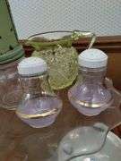 Pickers Lot Vintage Antique Glass China Tea Cups Spice Grinder