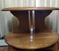 Vintage Round End Table Book Shelf Storage