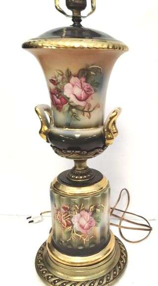 Vintage Porcelain Table Lamp Ceramic Ornate Hollywood Regency