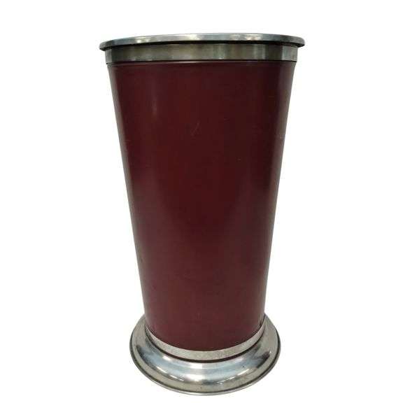 Vintage Ashtray Base MCM Red Chrome Floor Hotel Lobby