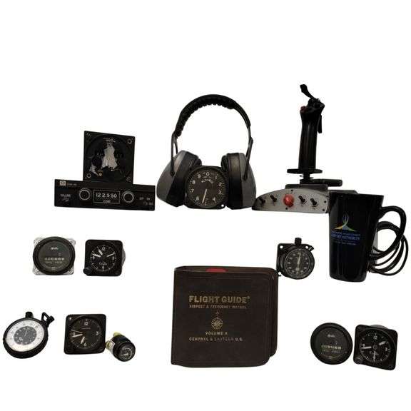 Vintage Aviation LOT Headphones Flight Guide Cessna Gauges LOT