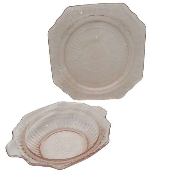 Pink Depression Glass EAPG Octagon Bowl Plate