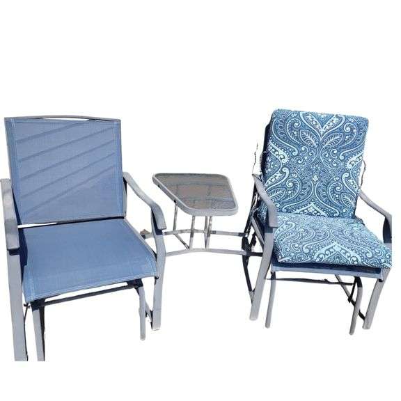 Outdoor Double Glider Built in Table Patio Furniture