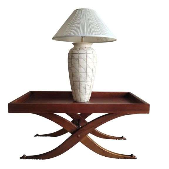 Solid Wood Tray Table Coffee Folding Look Ceramic Table Lamp Geometric