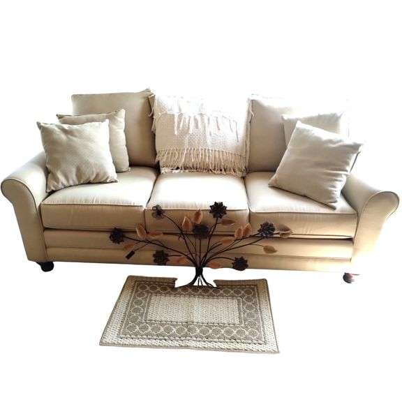 Basset Furniture Sofa Couch Wooden Legs Cream Color