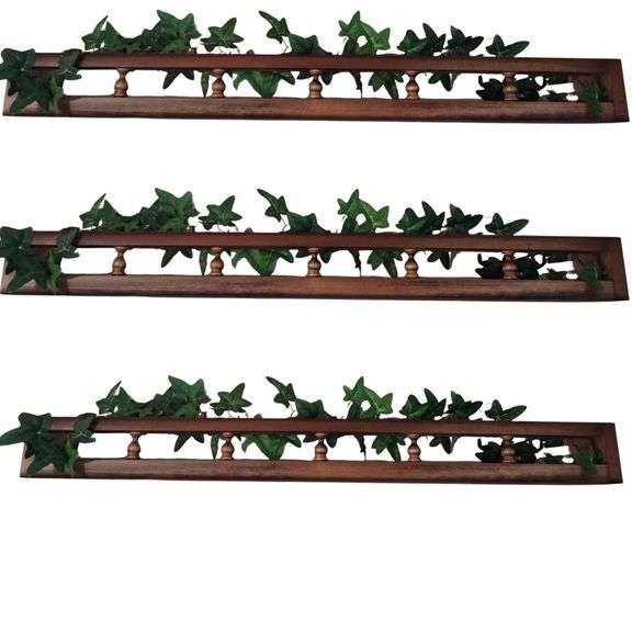 3 Wall Shelf Display Racks Spice Plants Plates - Bartkus Auctioneers