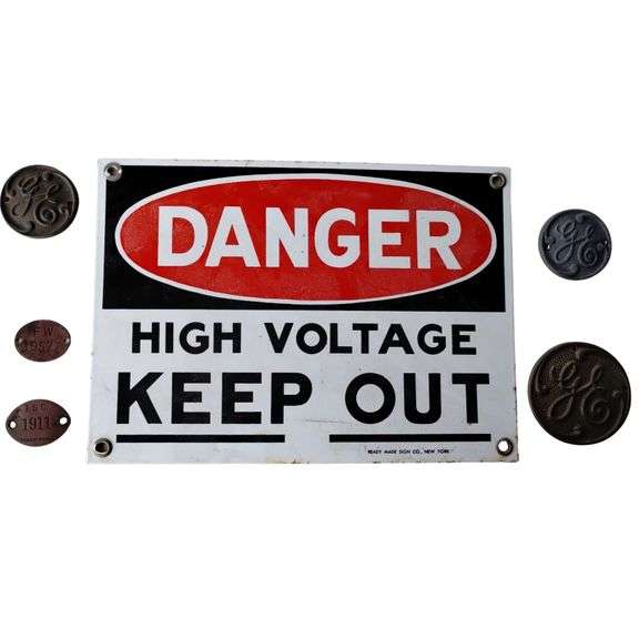 Vintage Cast Metal Badges Elliot Condenser & 1958 ITE Switch