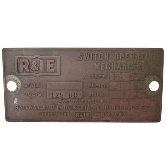 Antique R&IE Railway Copper Badge Switch Operating Mechanism