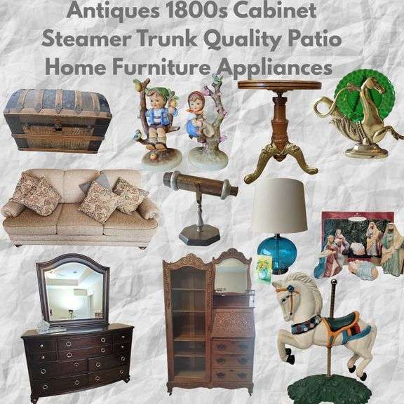 Antiques 1800s Cabinet Steamer Trunk Quality Patio Home Furniture Appliances 