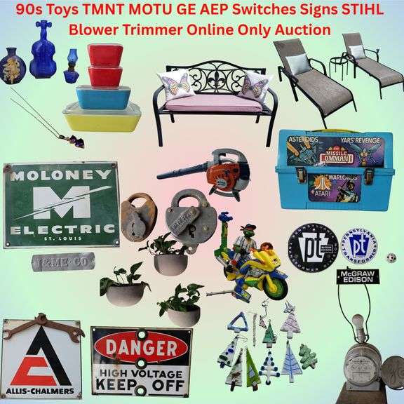 90s Toys TMNT MOTU Atari Nintendo GE AEP Signs STIHL Blower Trimmer Online Only Auction