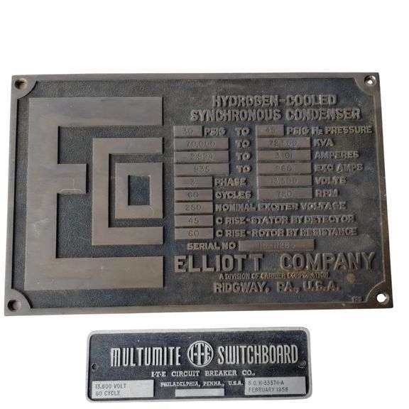 Vintage GE Cast Badges & Enamel Steel Sign Danger High Voltage Keep Out