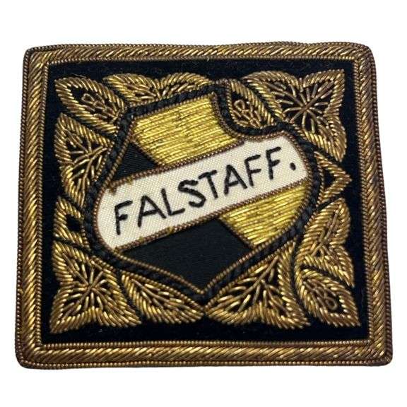 1959 Falstaff Brewing Corp Gold Threaded Badge Hat Sleeve + W2 Slip ...