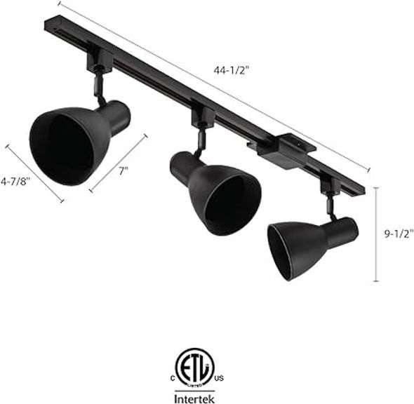 Lithonia Lighting 3.7 ft. 3 -Light Matte Black Incandescent Track Lighting Kit