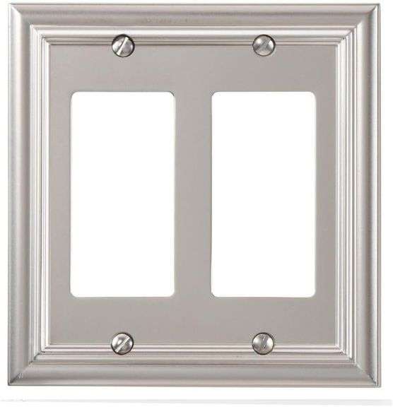 Amerelle Continental Double Rocker Cast Metal Wallplate in Satin Nickel
