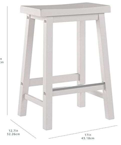 Solid Wood Saddle-Seat Kitchen Counter Barstool with Footrest
