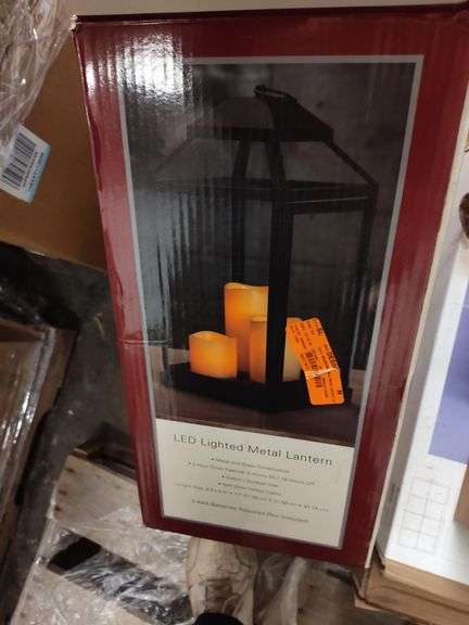 Led Lighted Metal Lantern with 3 Candles