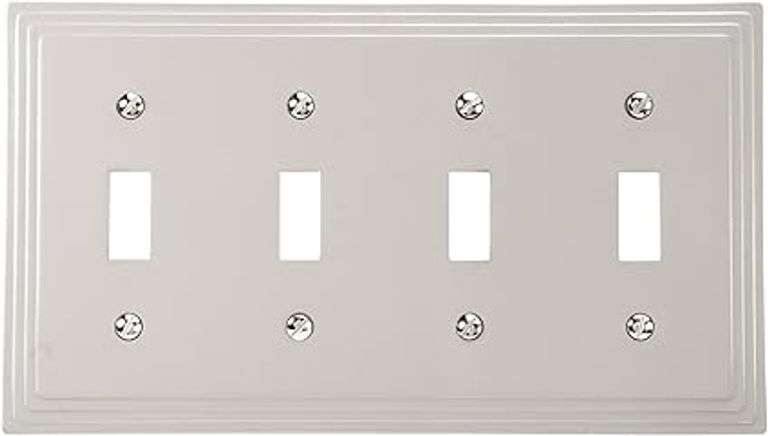 Amerelle Steps Quadruple Toggle Cast Metal Wallplate in Satin Nickel