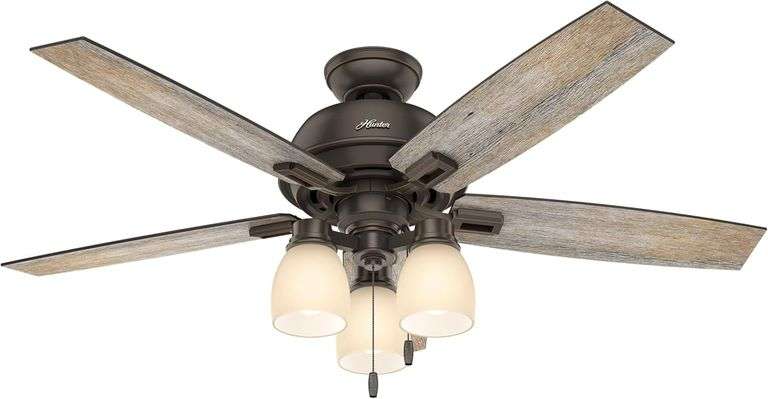 Hunter Fan Company, 53336, 52 inch Donegan Onyx Bengal Ceiling Fan with LED Light Kit and Pull Chain