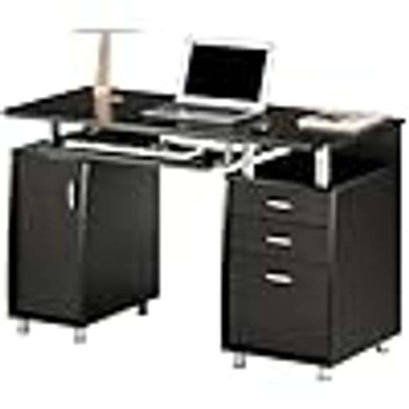 Techni Mobili 47.25" Ergonomic Computer Drawers & File Cabinet for Home ...
