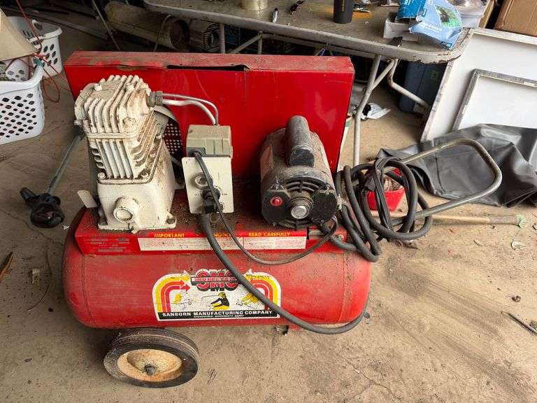 Sanborn Manufacturing Company dual-piston portable air compressor - BGR