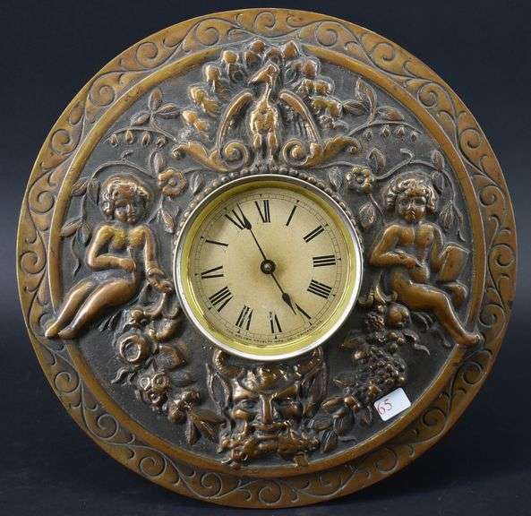 Golden Novelty Co. Cast Metal Wind Up Clock with Cherubs, Man of the
