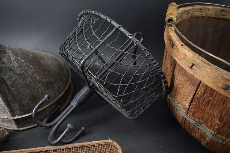 Tin Funnel, Coal Miners Basket, Split Wood Basket, Warmer BHD Auctions