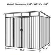 TMG-MS0608P 6’x8’ Metal Pent Shed With Skylight