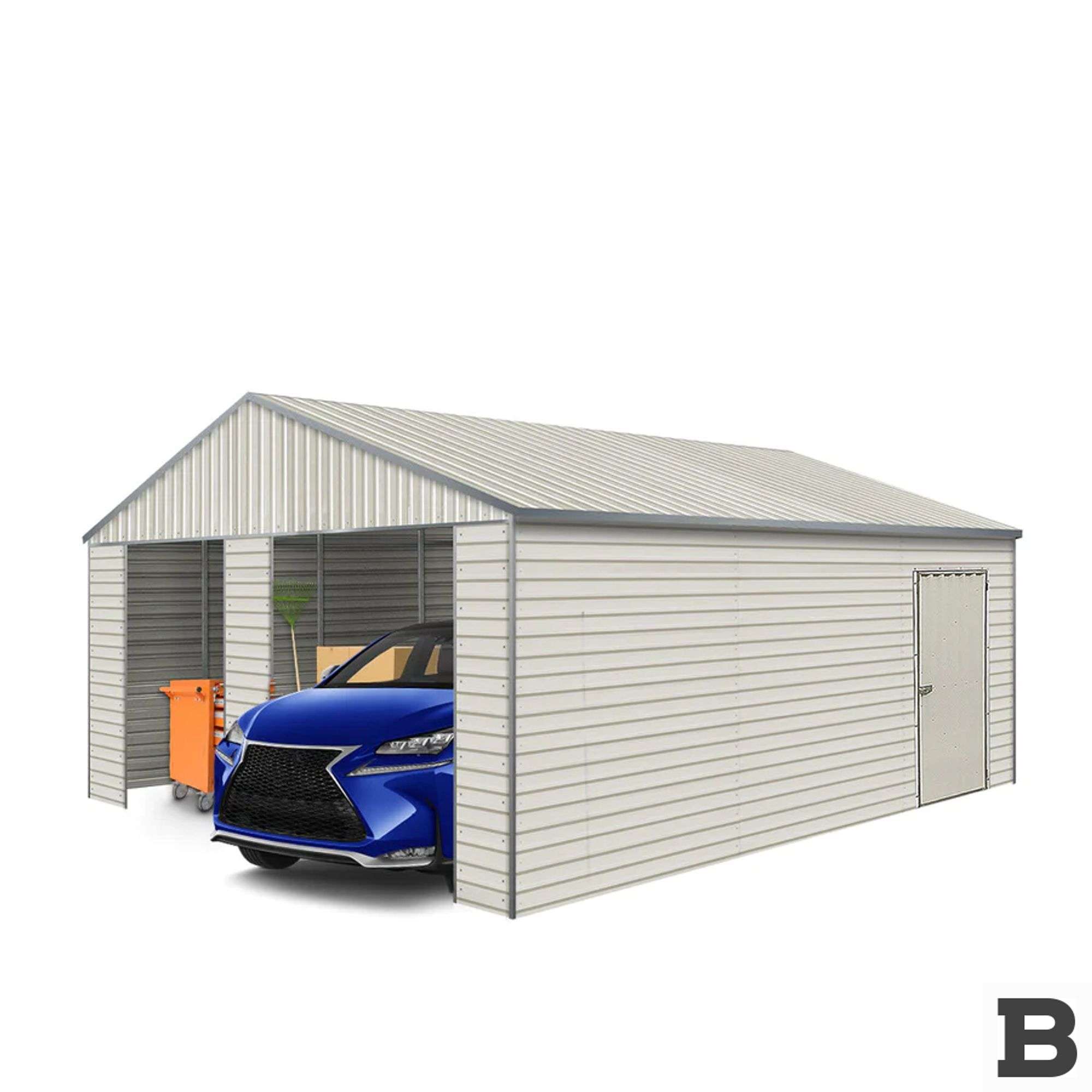 TMG MS2119 21x19 Double Garage Metal Shed - Booker Auction Company