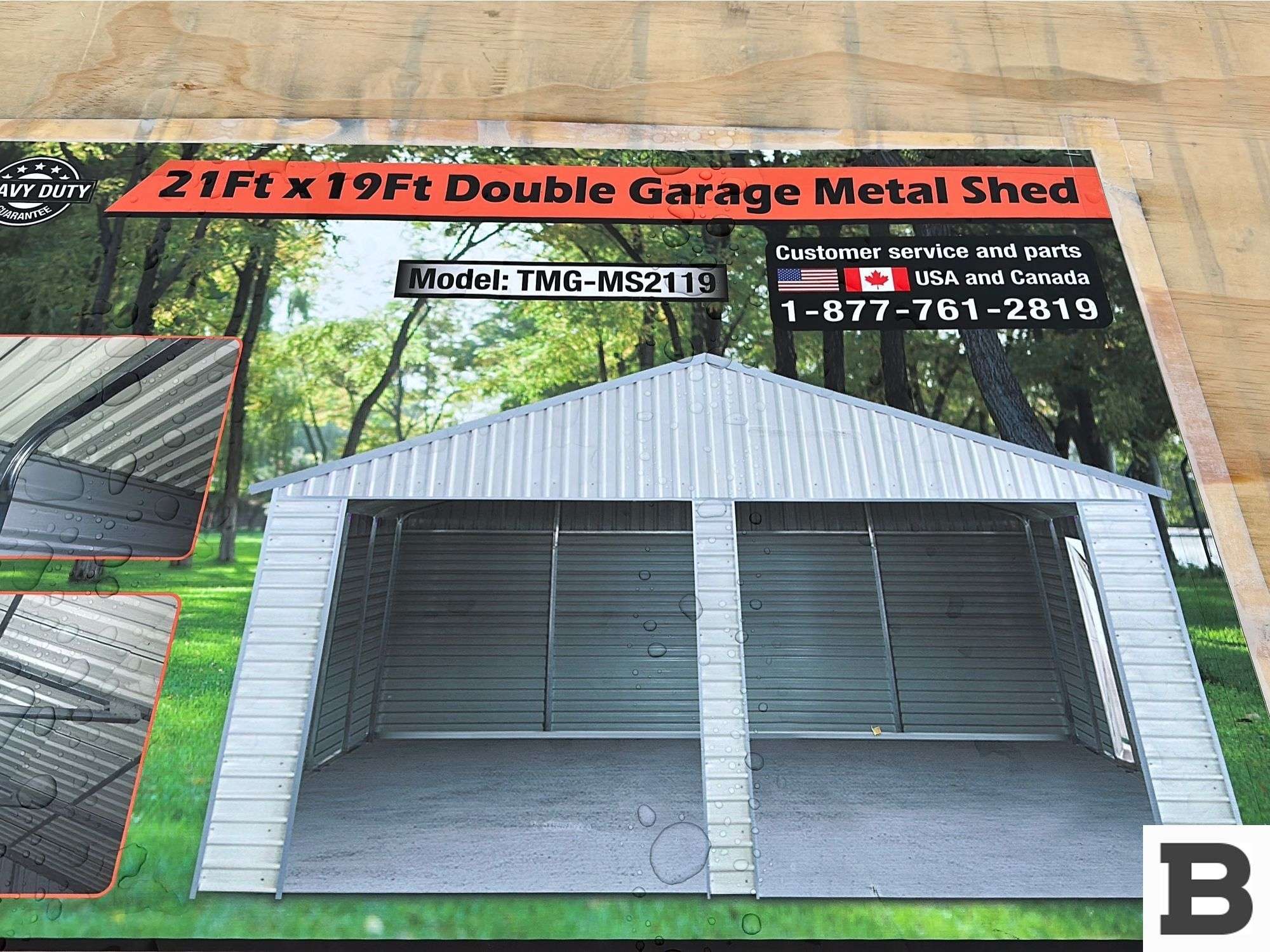 ☆THE GARAGE type27 TMG MS2119 21x19 Double Garage Metal Shed - Booker Auction Company