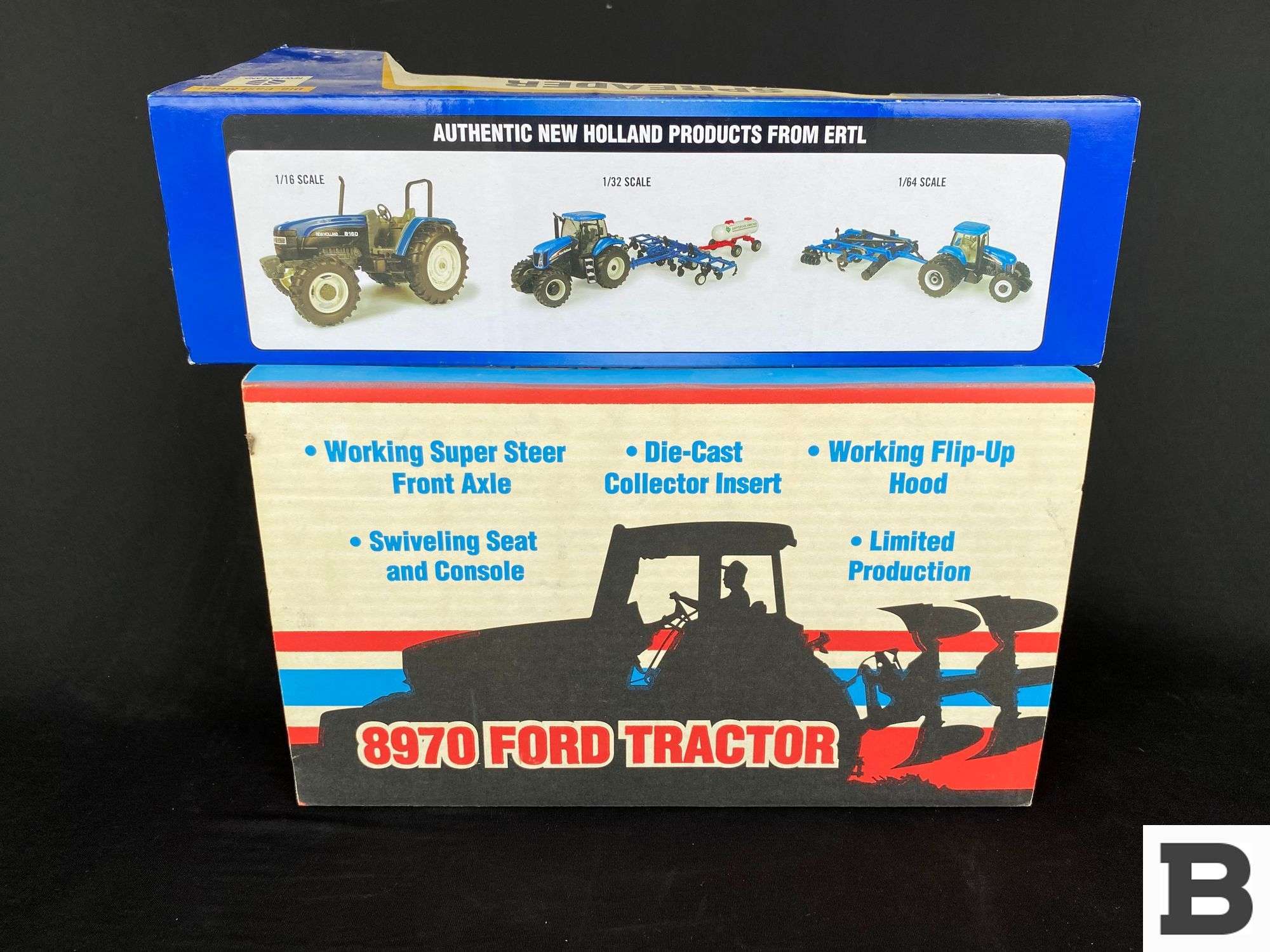 Ford 8970 Toy Tractor & New Holland Toy Spreader - Booker Auction