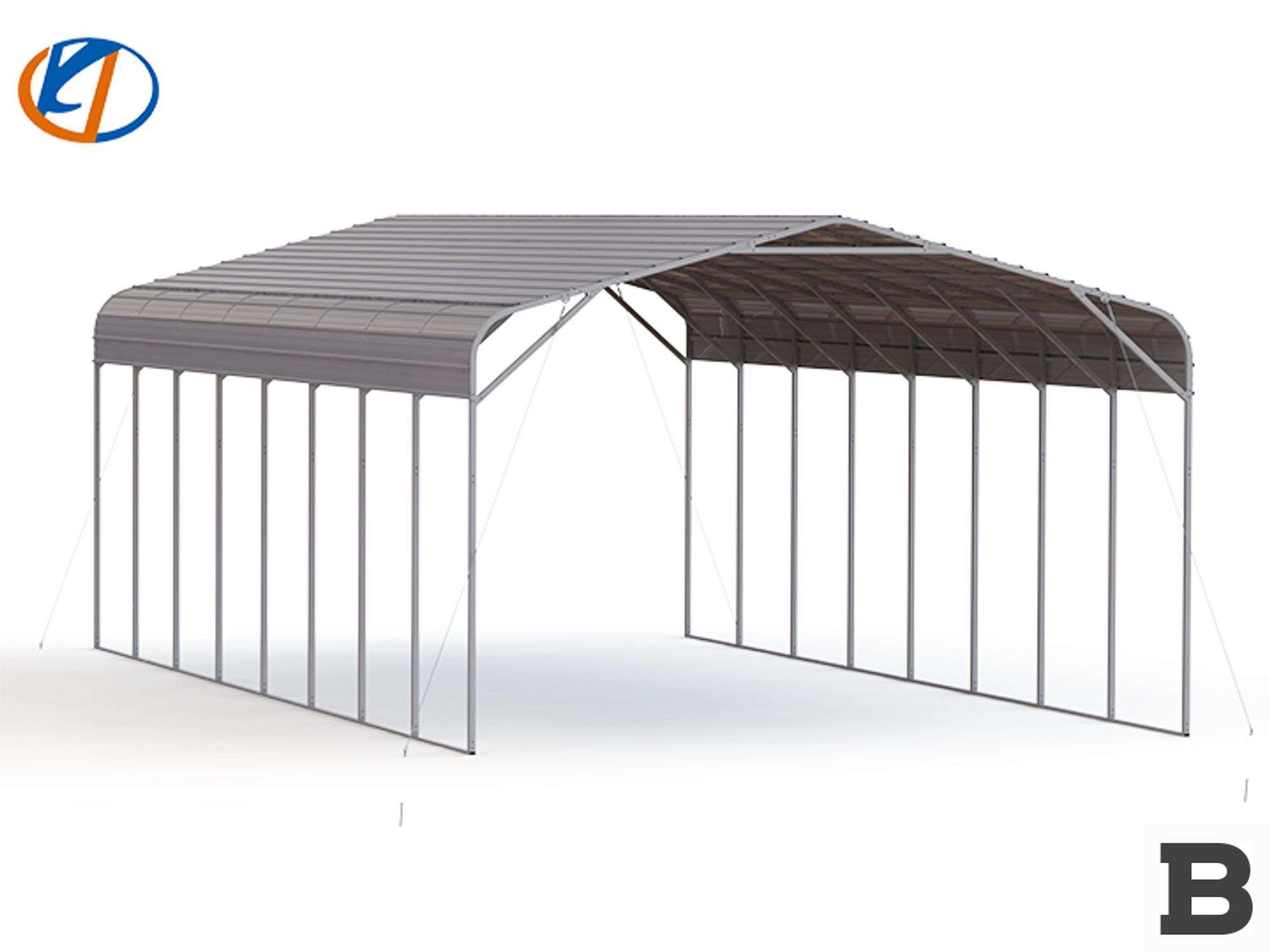 KJ K4020 40x20 Steel Carport Shed - Booker Auction Company