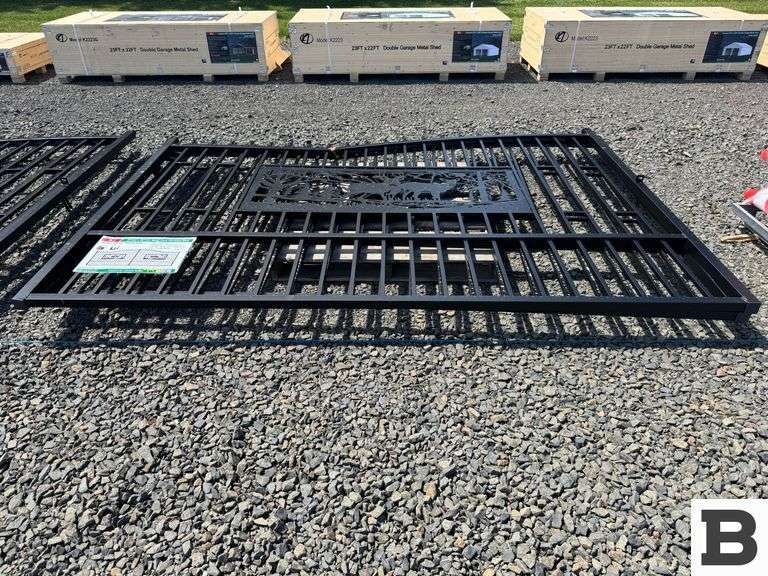 KJ K0720 7' x 20' Metal Farm Driveway Gate
