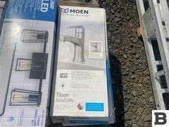(2) Moen Tilson Faucet, (2) Feit Electrical LED -Light Vanity, (2) Allen + Roth Drapery Rod Set,