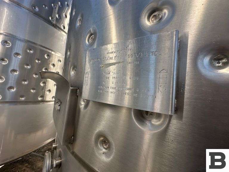 2003 Ripley 1430 Gallon Stainless Steel Fermenting Tank