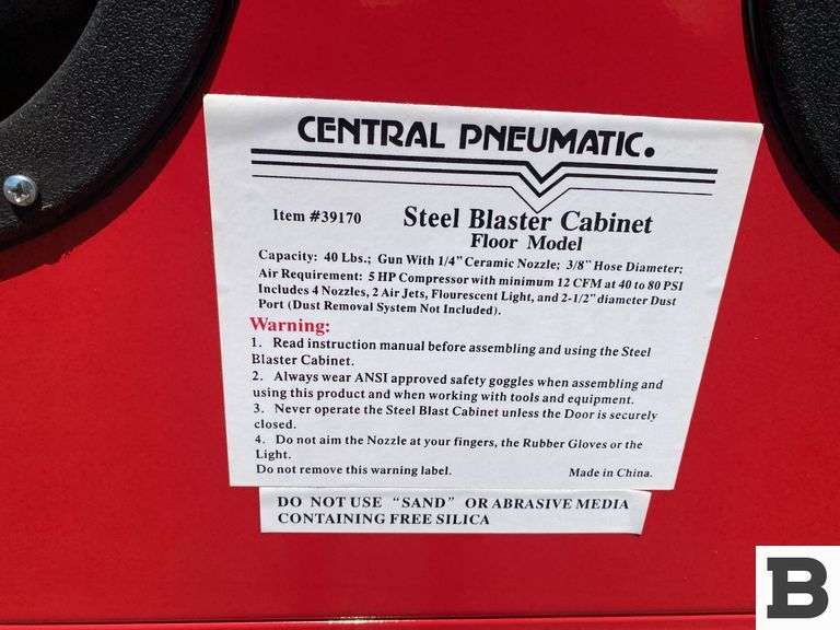 Central Pneumatic Steel Blaster Cabinet