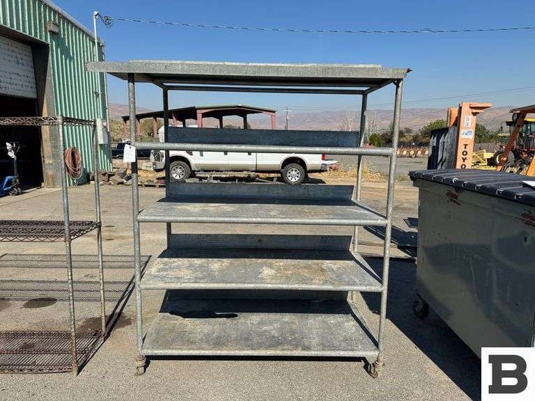 Rolling Metal Storage Rack - Booker Auction Company
