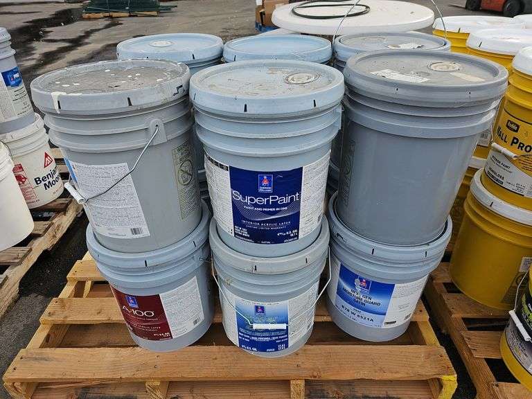 (12) Sherwin Williams 5 Gallon Buckets of  Paint