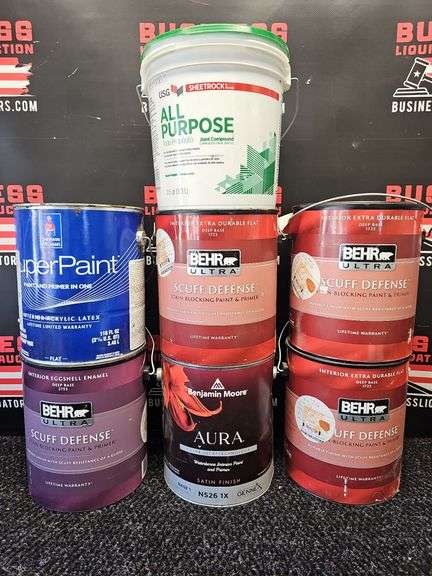 (6) Cans of Interior Paint, (1) Joint Compound