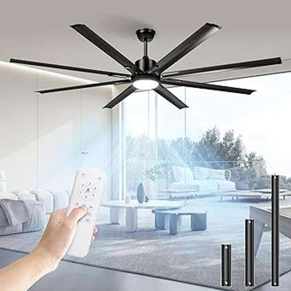 72" Ceiling Fan With Light and Remote (Black)
