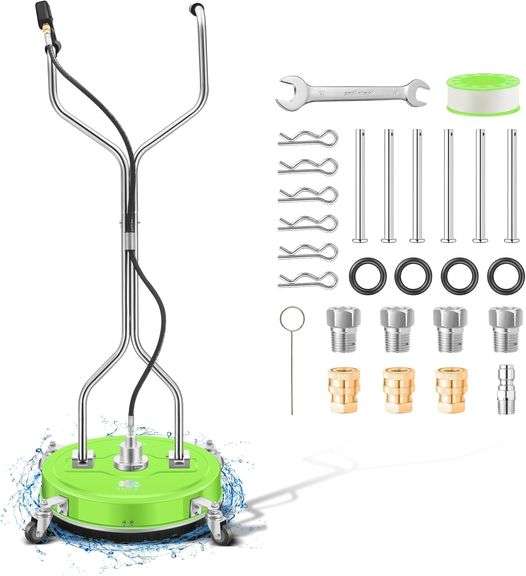 LIDODOLA 20" Pressure Washer Surface Cleaner with 4 Wheels, Coated Green Handle