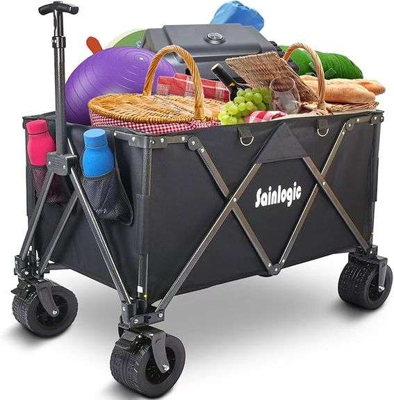 SAINLOGIC Collapsible Wagon with All Terrain Wheels and Brake.