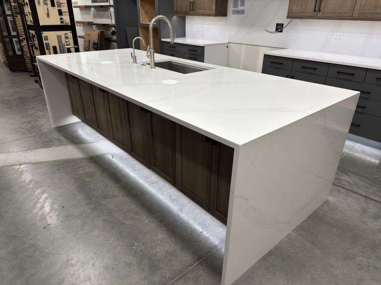 Large Quartz Island w/ Cabinets & Sink