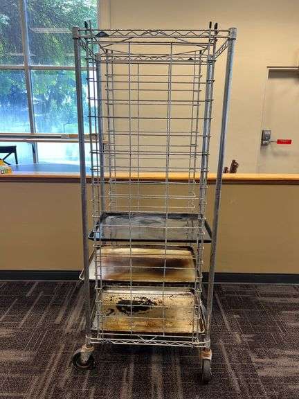 Wire Sheet Pan Rack & (3) Full Size Pans
