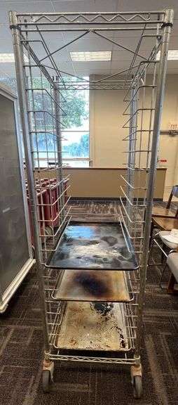 Wire Sheet Pan Rack & (3) Full Size Pans