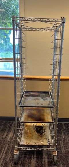 Wire Sheet Pan Rack & (3) Full Size Pans