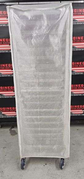 Rolling Pan Rack with (8) Full Size Pans, (2) False Bottom Pans and Zipped Side Cover