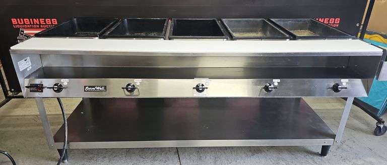 SERVEWELL 5 Compartment Steam Table with Speed Rail on the Side